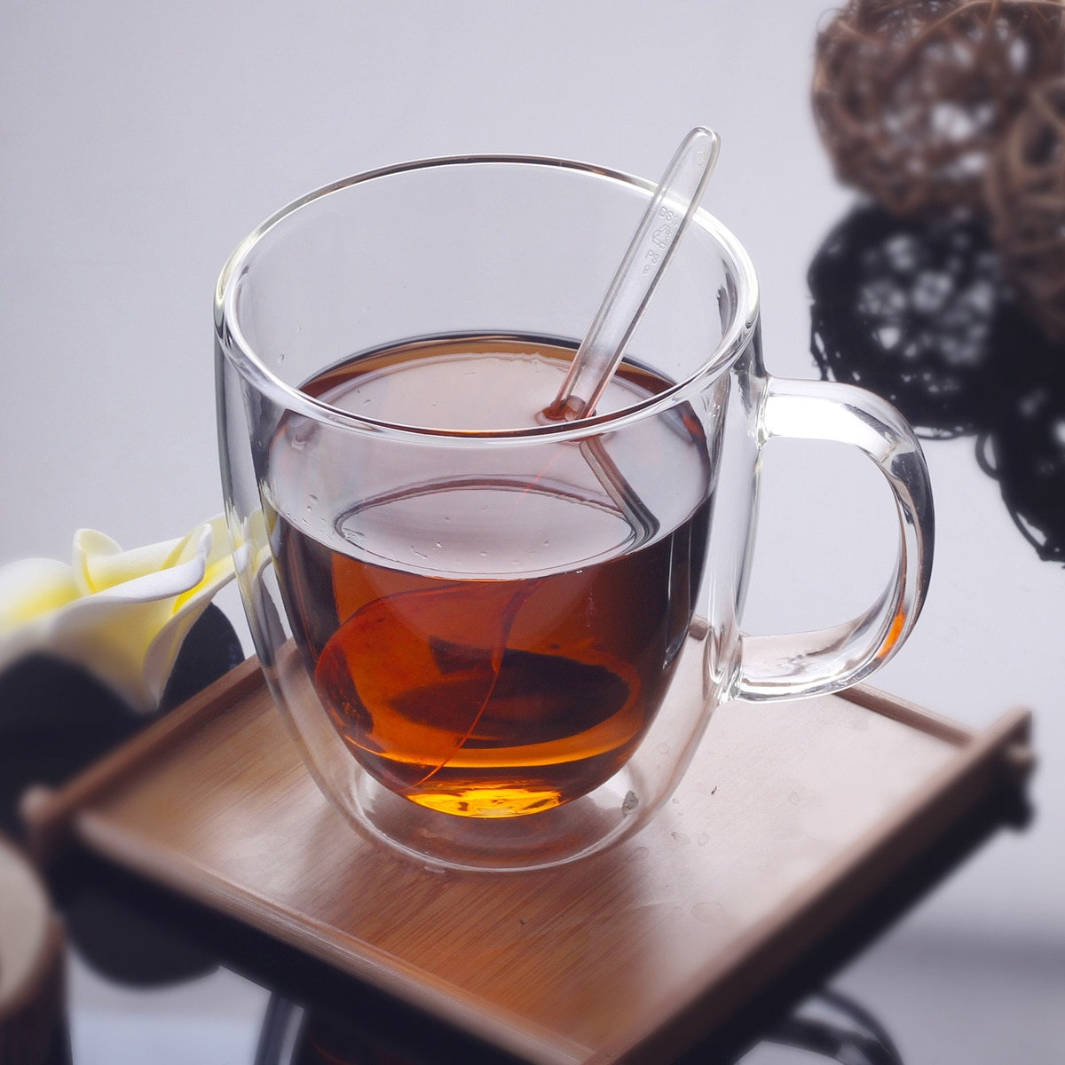 BODUM French Press Maker Double Layer Insulation cups Transparent Heat Resistant Lovers Coffee Office Cup Belt Handle cup