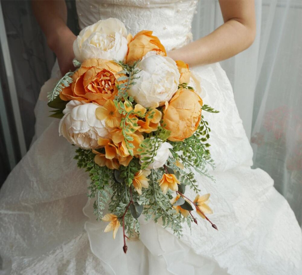 Bruidsboeketten Kunstmatige Bruid Bloemen Bruiloft Wit Waterdruppels Waterval Bruiloft Bloemen Bruidsboeketten S87