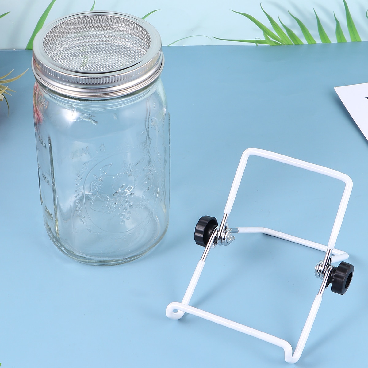 1set 450/940ml Glass Sprouter Jars Wide Mouth Mason Jars Seed Sprouting Jar Kit For Home Kitchen Garden With Lid And Rack