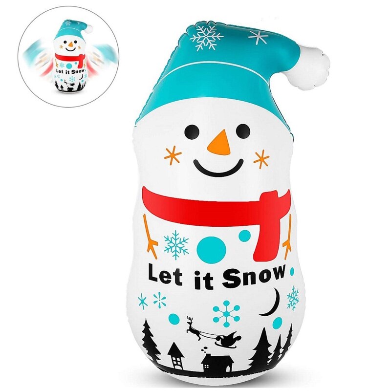 Opvouwbare Leuke Cartoon Sneeuwman Kerst Opblaasbare Tumbler Pvc Santa Decoratie Q22D