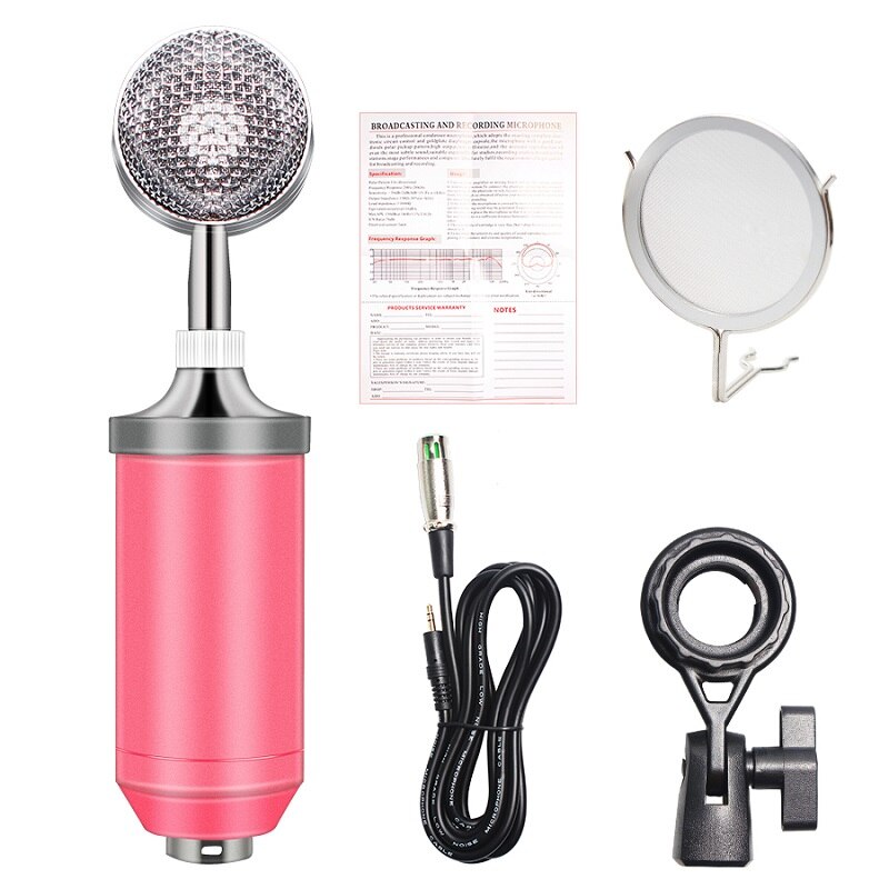 Microphone à condensateur filaire BM-8000, carte son, pour enregistrement en Studio, karaoké, Kits de Microphone pour ordinateur, Audio Vocal: 2