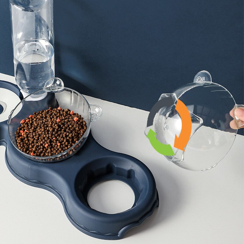 Cat Double Food Bowl Moisture-proof Mouth Three-purpose Automatic Feeder Anti-overturning Pet Dog Bowl Cat bowl Snack Bowl
