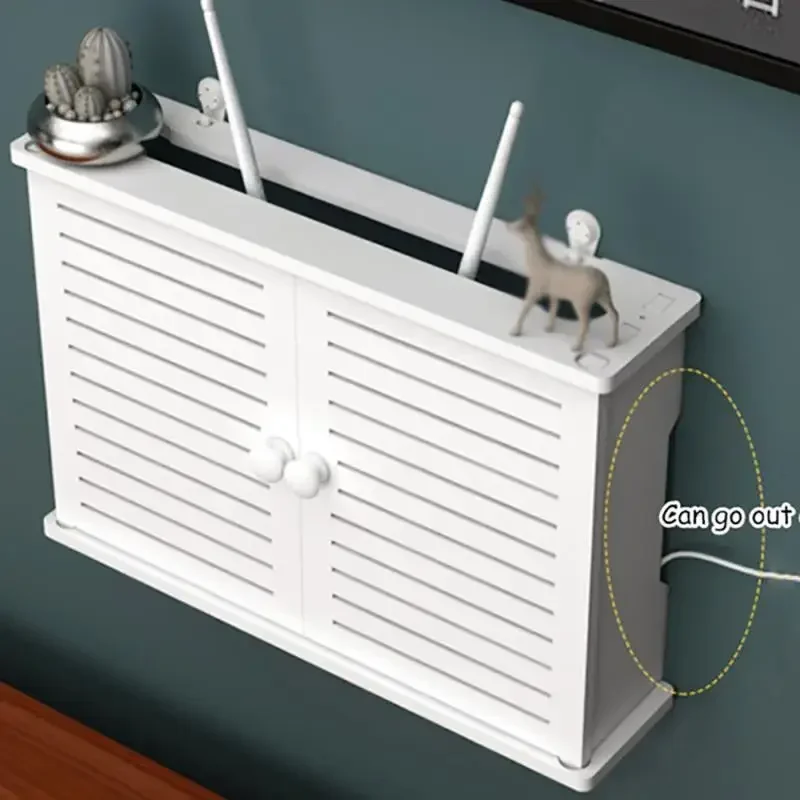 Wall Mounted Storage Box Wireless Wifi Router Rack Wall Hanging Plug Board Cable Bracket Organizer PVC Panel Shelf Home Decor