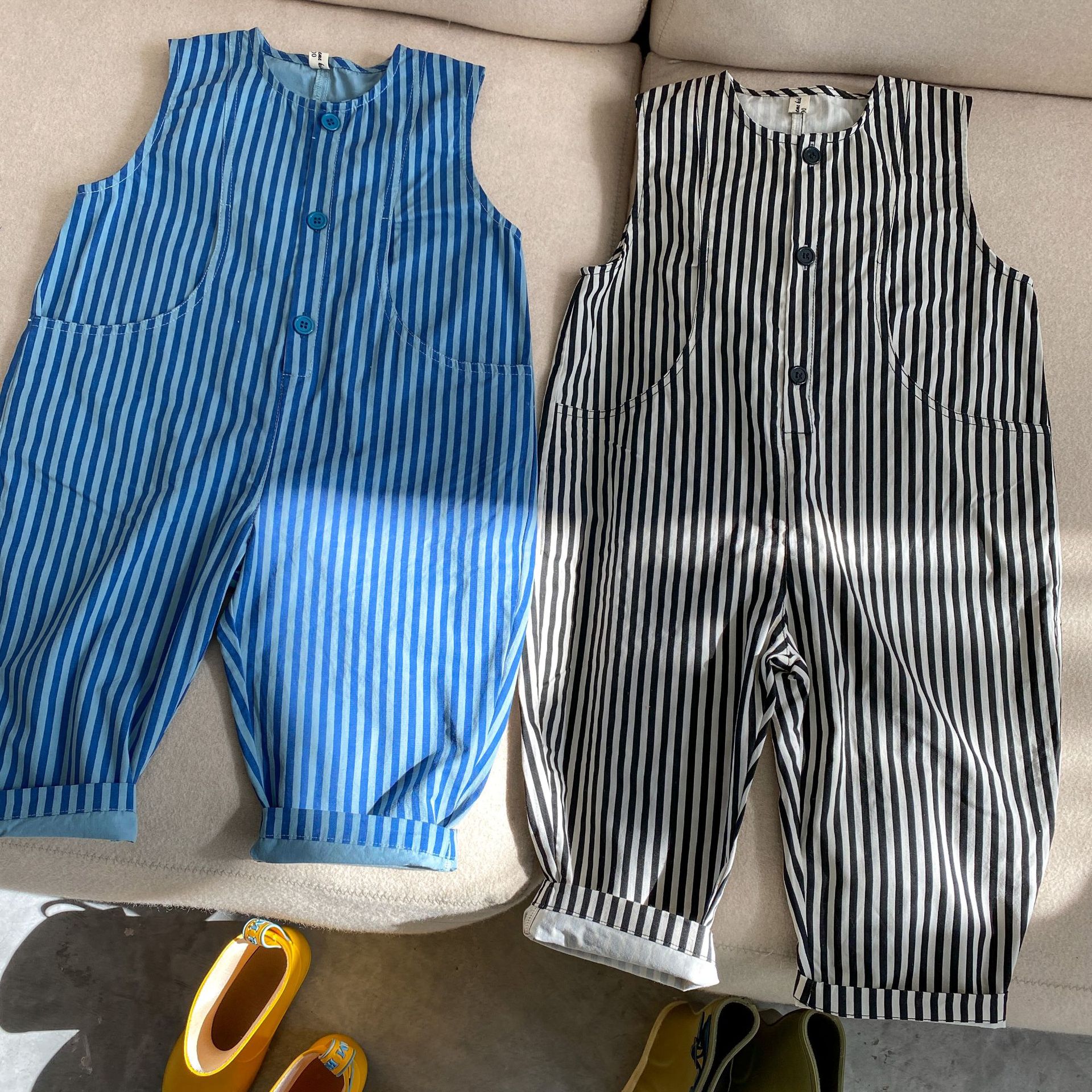 Salopette à rayures pour enfants, , vêtements d'été décontractés, à la , gilet ample pour bébés garçons