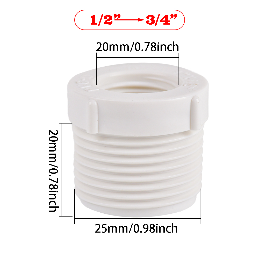 Plastic Hose Fitting Reducer Bushing M/F 1/2" 3/4" 1" BSP Male to Female change Coupler Connector Adapter: Brown
