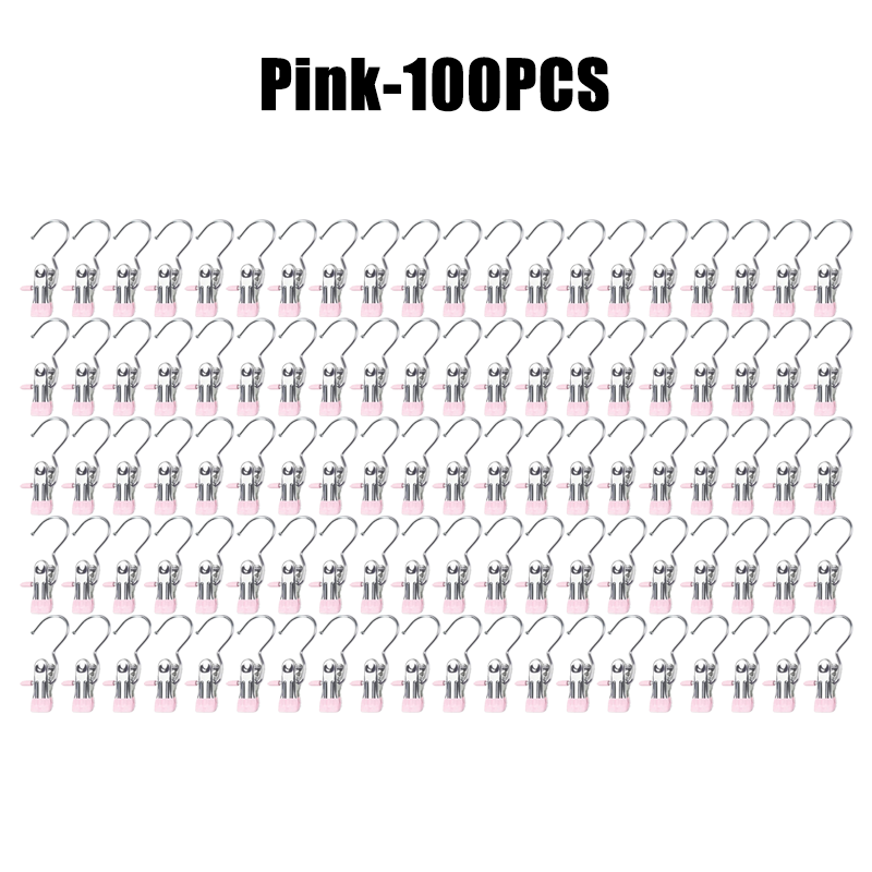 10-100pcs Stainless Steel Clothespins Laundry Clothes Pegs Hook Portable Hanging Clothes Clip Wardrobe Clothes Organizer Hanger