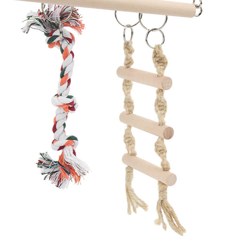 Parrots Wood Suspension Bridge 10CM Pet Bird Cotton Rope Soft