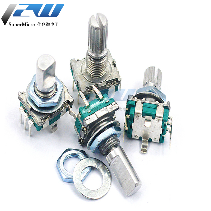 5PCS/LOT 20 Position 360 Degree Rotary Encoder EC11 w Push Button 5Pin Handle Long 15/20MM With A Built In Push Button Switch