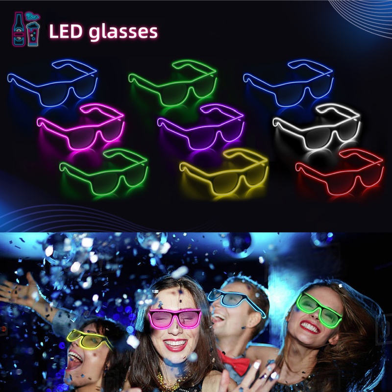 Fede blinkende briller el wire led-briller glødende festartikler belysning klart lys festival fest glød solbriller