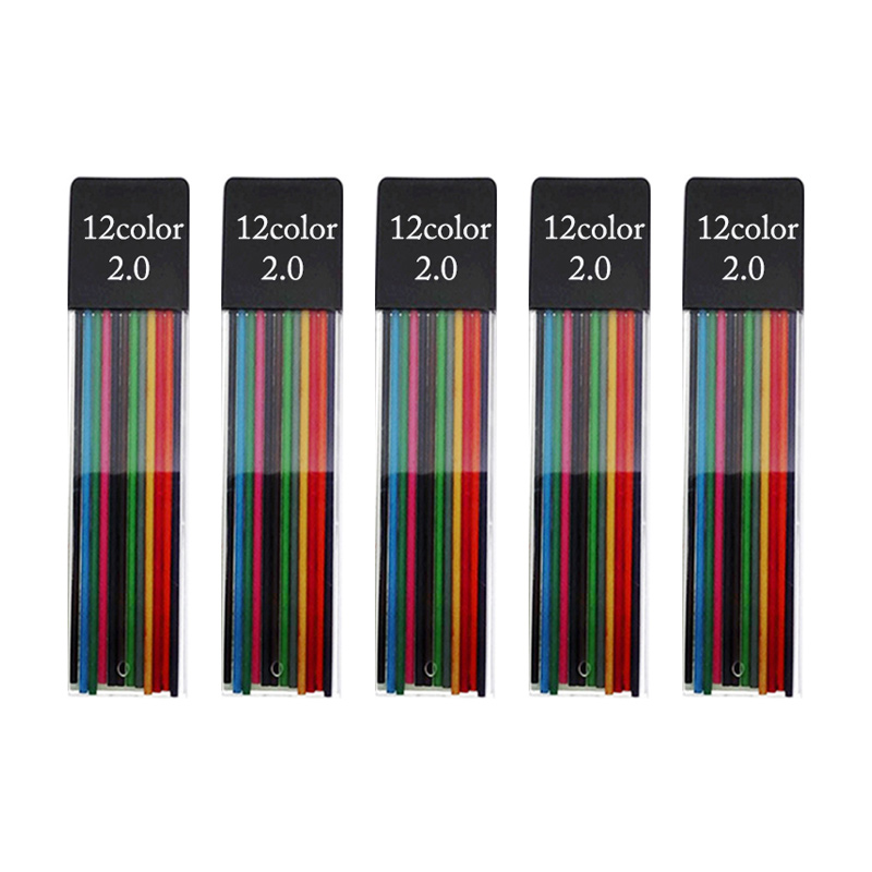 Lápiz mecánico retráctil de Metal/plástico, bolígrafo de 2mm de recambio 2B para la escuela de dibujo de bocetos, color negro, 2,0: Rosa