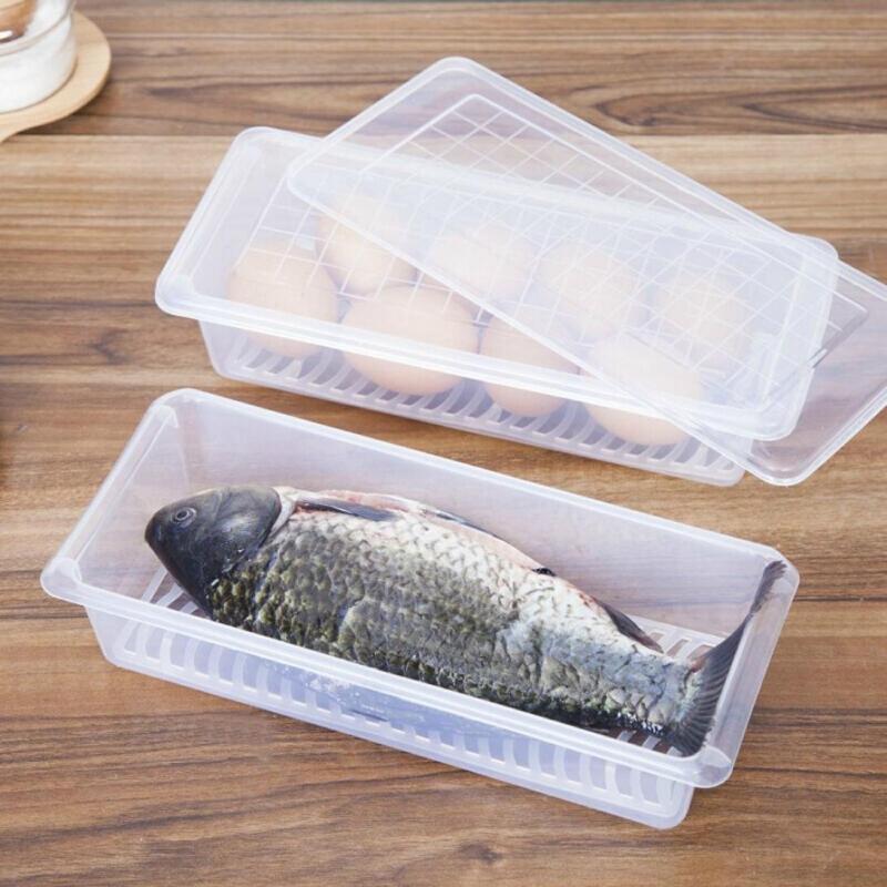 Removable Drain Plate Tray Fridge Food Fresh Keep Fruits Vegetables Meat Fish Storage Box Containers Organizer Kitchen Tools