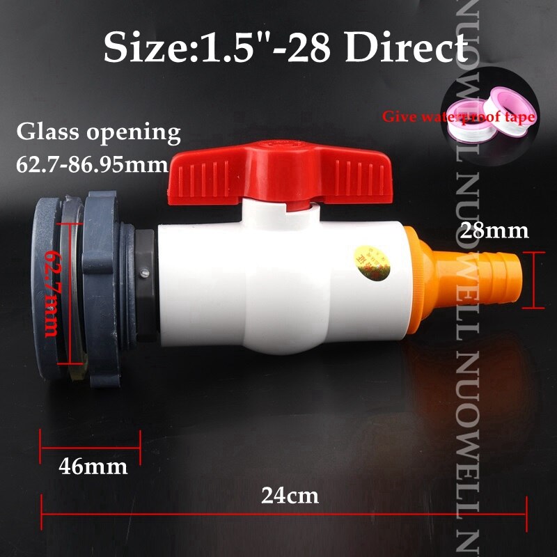 1Set White Hose Drainage Accessories Aquarium Fish Tank Drain Joint Aquarium Pagoda Connector Combination Valve: 1.5in-28D