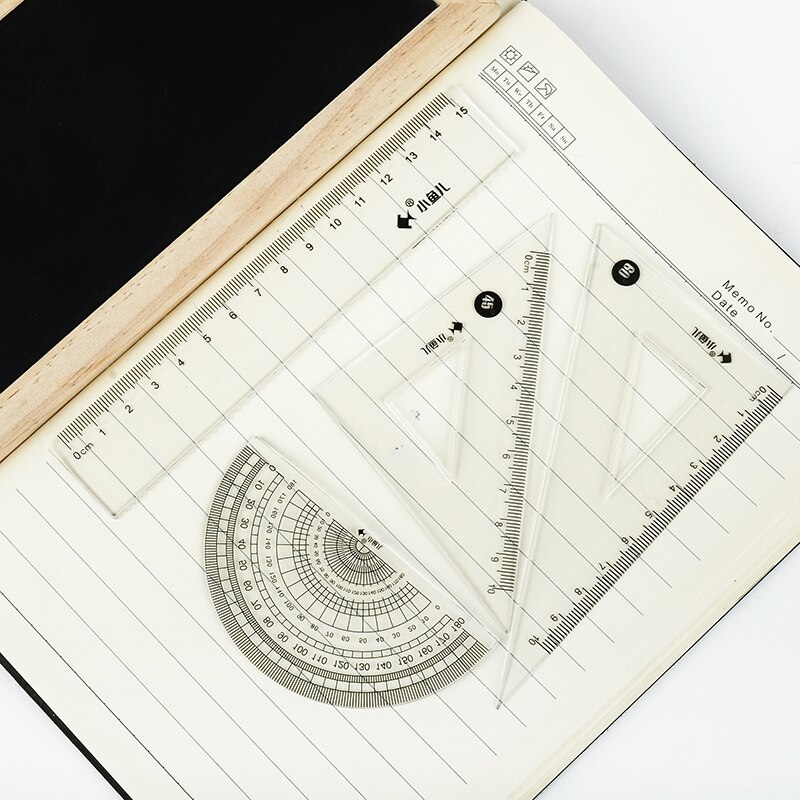 4 Pcs/Set Clear Ruler Student Drawing Tools Math Geometry Measuring Tools Soft Bendable Plastic ruler Set Stationery For School