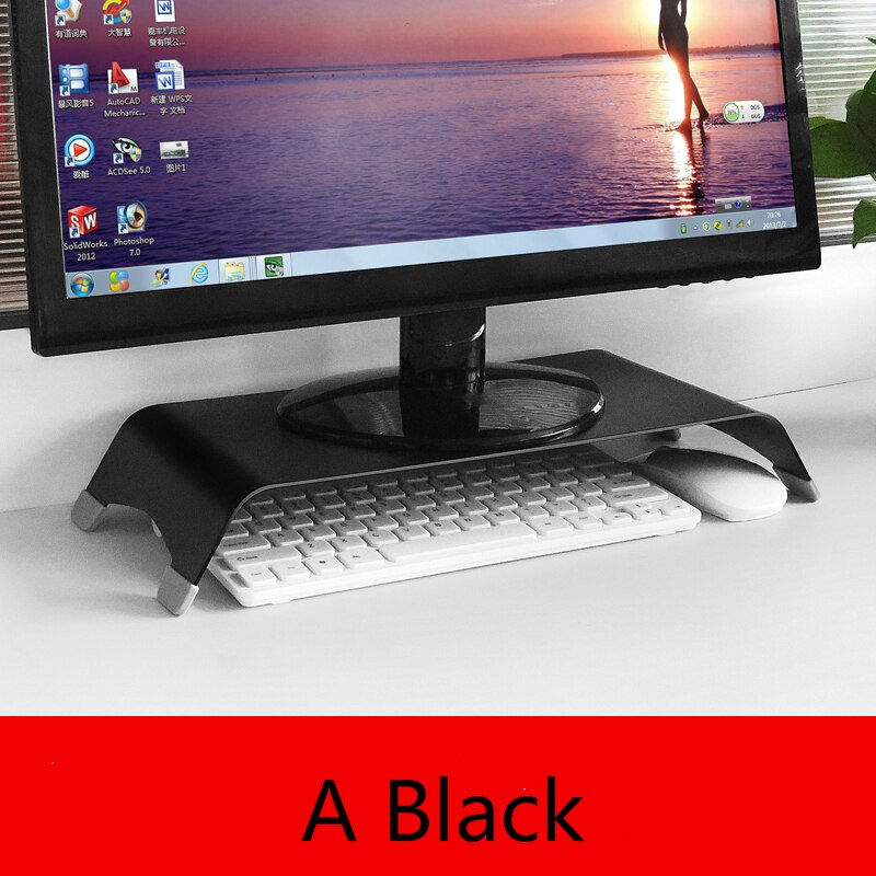 Monitor Holder Laptop TV PC Monitor Stand Aluminum Alloy Computer Mount Monitor Bracket Home Office PC Desktop Monitor Riser: A Black