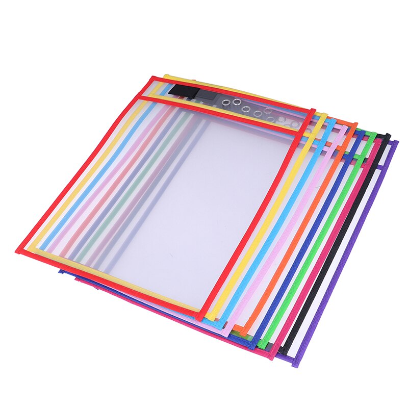 1pc Transparent Write And Wipe Drawing Board Dry Brush Bag File Pocket For Teaching Kids Pastels Reusable Dry Erasable Pockets