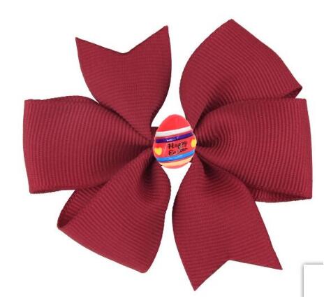 60pcs/ 3.5" Easter Day Eggs Hair Bows for Girls Solid Ribbon Easter Eggs Bowknot Hair Clip Kids Hairgrips Hair Accessories