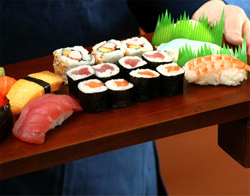 Plato decorativo de hojas verdes de bambú para sushi, plato de comida japonesa, decoración de sashimi, pequeñas hojas verdes, ingredientes frescos, herramientas de sushi