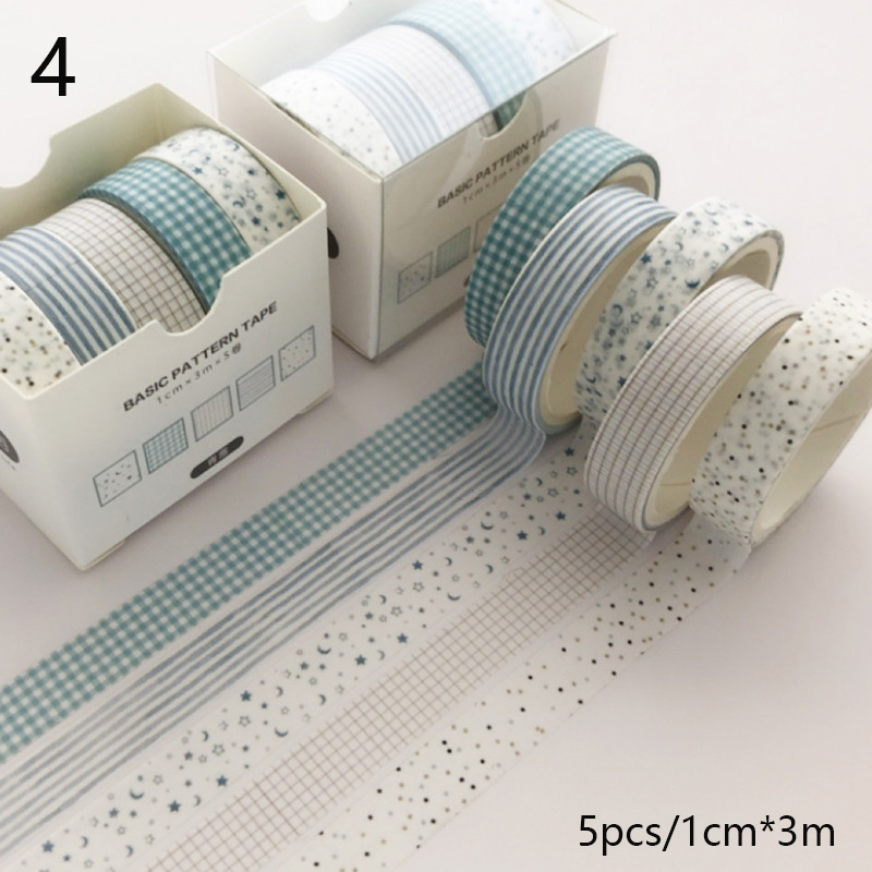 5 unids/set Washi Tape lindo adhesivo de rejilla Color sólido estilo básico cinta adhesiva para pegatinas Scrapbooking DIY álbum de fotos diario: Borgoña