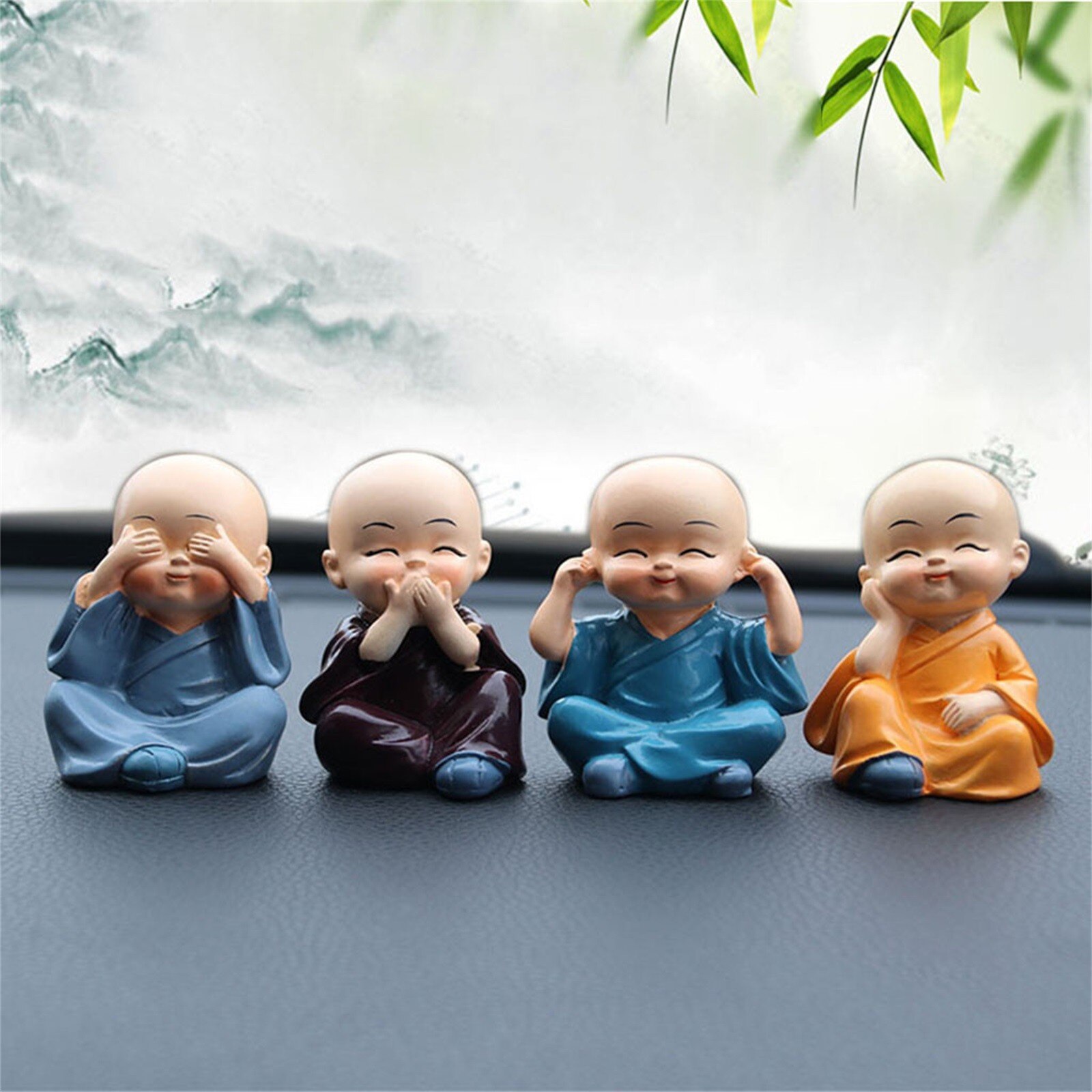 4 Stuks Mooie Kleine Kungfu Monniken Maitreya Boeddha Hars Ambachten Decoraties Voor Huis En Auto Woondecoratie # T2P