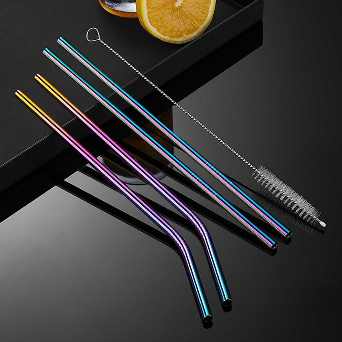 Set of 4 Stainless Steel Straws Set Eco Friendly Drinking Straw Party Favor Bar Accessory Reusable Metal Straws