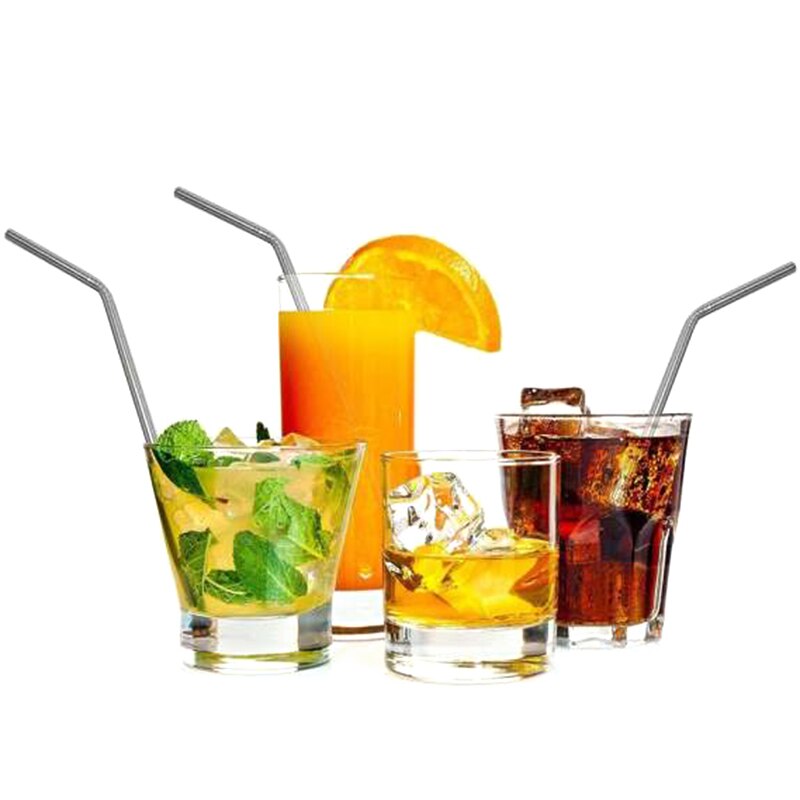 100/ parti metallrør kan brukes på nytt 304 drikkevannsledninger i rustfritt stål 215 mm x 6 mm buede sugerør 100 stk