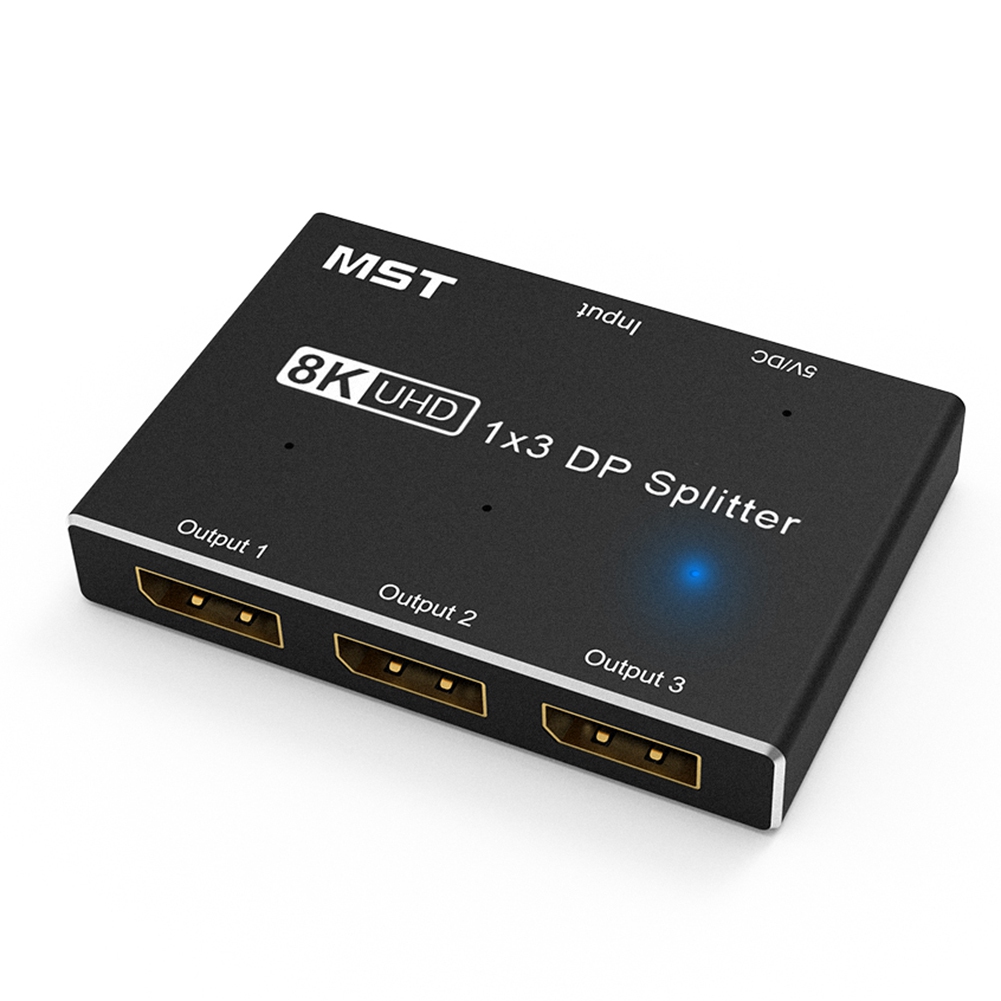 Displayport 8K 1X3 Dp Splitter 8K60Hz 4K120Hzz Mst Sst Hub Multi Monitor Splitter Met Extended Display En Spiegel Modus