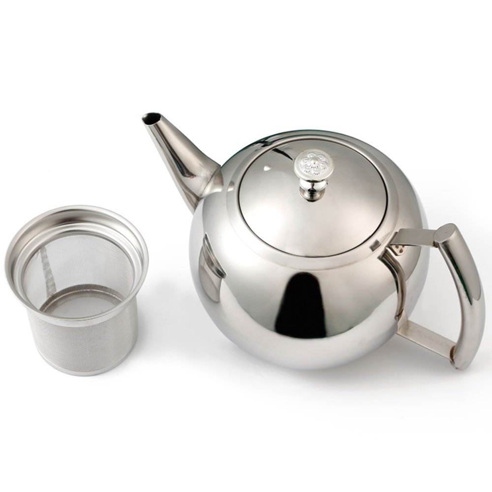1.5L/2L Rvs Theepot Thee Set Koffie Pot Theepot Met Filter Hotel Restaurant Home Fornuis Waterkoker Theepotten Middag thee: Silver 1.5L