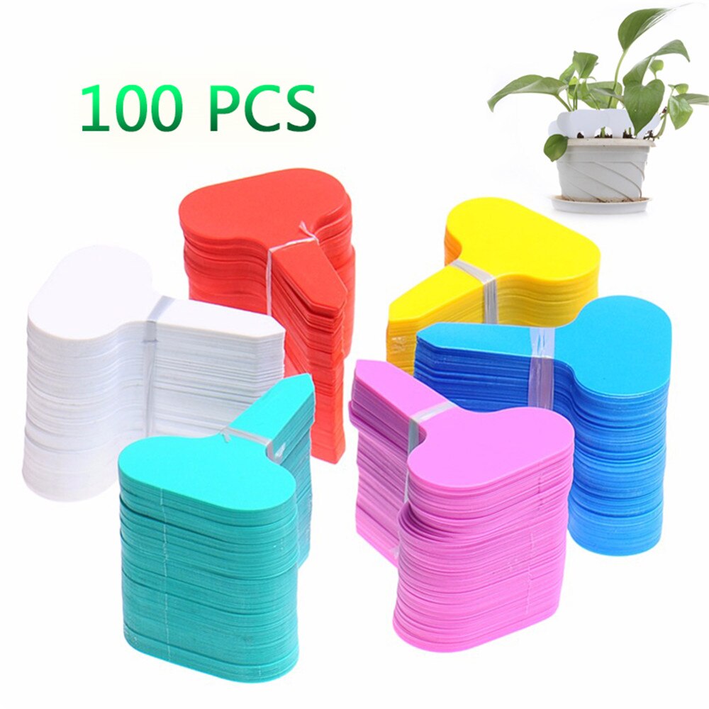 Etiquetas de plantas de vivero tipo T, marcador de recipiente para decoración de jardín para hacer uno mismo, 100 Uds.