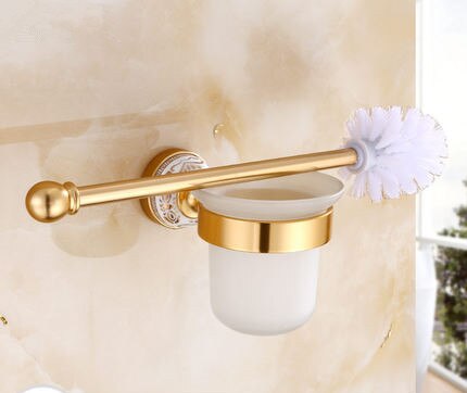 Bathroom Accessories Set Aluminum Carved Champagne Gold Towel Rack Towel Bar/Ring Toilet Brush Holder Corner Shelf Paper Holder: Toilet brush holder