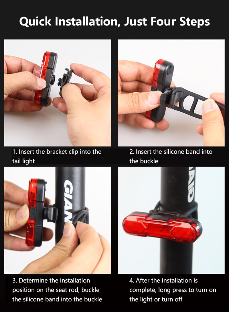 Fanale posteriore a Led per bici fanale posteriore impermeabile a Led Usb ricaricabile Mountain Bike luce per ciclismo fanale posteriore lampada per bicicletta 30 lumen