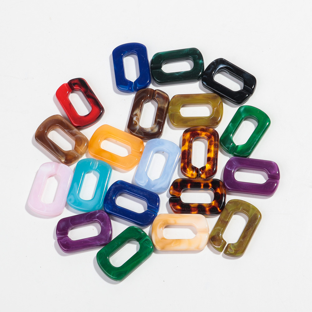 20 piezas 20x30mm cuentas de cadena de eslabones de anillo cuadrado acrílico de colores mezclados para pulsera fabricación de collares accesorios de joyería DIY al por mayor: Beige