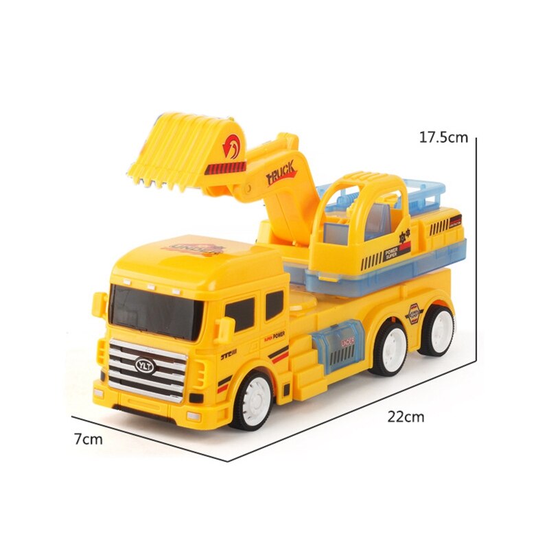 Camión de juguete excavadora de construcción con sonido y luz juguetes para niños escala 1:24