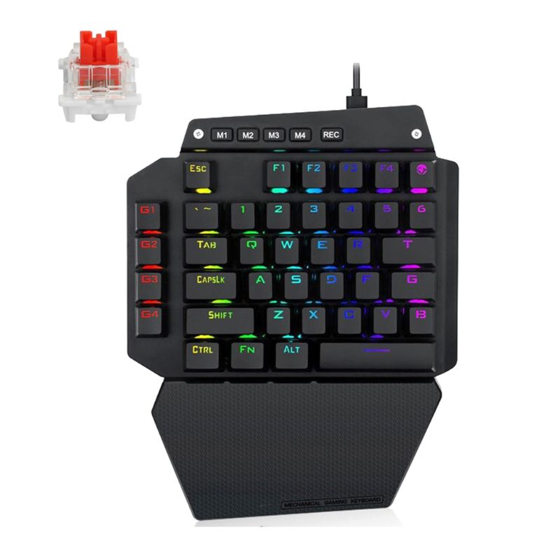 K700 One-hand Mechanical Gaming Keyboard RGB LED Backlight Outemu Switch Macro Defines 44 keys Keyboard: Red