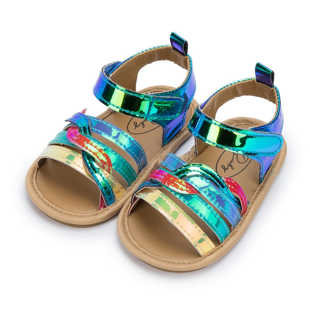 Baby Meisje Schoenen Meisje Sandalen Zomer Flats Pu Flash Ster Rubberen Zool Antislip Crib Pasgeboren Peuter Eerste walker Schoenen