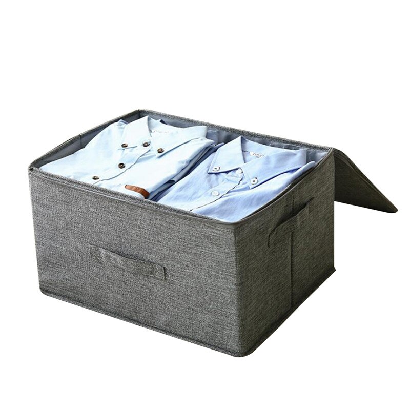 Foldable Cotton Linen Storage Box Storage Boxes with Lids and Zipper Clothes Storage Organizer Laundry Storage Bag