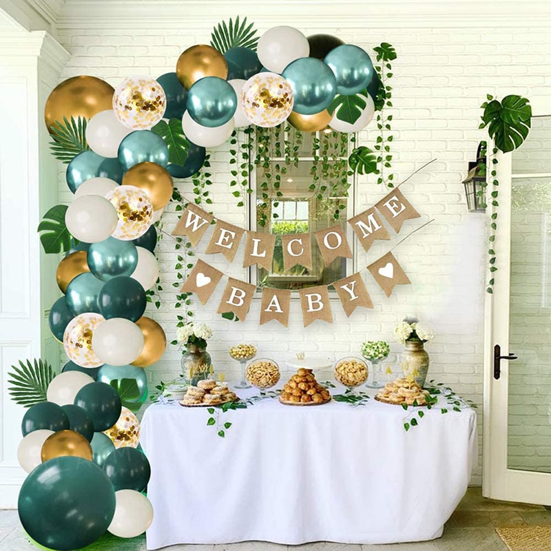 Jungle thema safari groene ballon slinger boog achtergrond palmbladeren klimop slinger neutrale verjaardagsfeest ballonnen benodigdheden