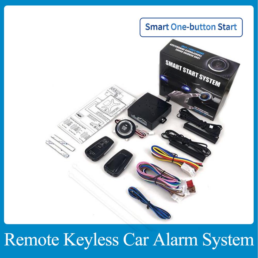 Smart Een-Knop Start Auto Alarm Systeem Push Motor Start Stop Knop Lock Ontsteking Startonderbreker Met Afstandsbediening Keyless Alarm systeem