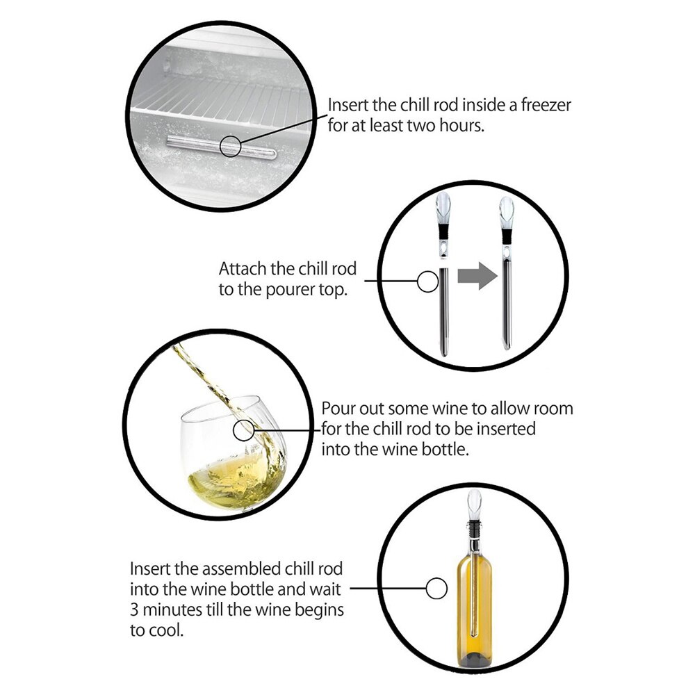 3 In 1 Wijn Chiller Stick Rvs Chilling Rod Met Beluchter En Schenker Voor Party Wijn Cooling Sticks Koeler accessoires