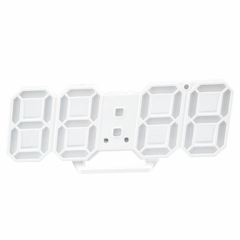 Modern Digital 3D LED Wall Clock Alarm Clocks Snooze Clock with 12/24 Hour Display HANW88: red Font  White