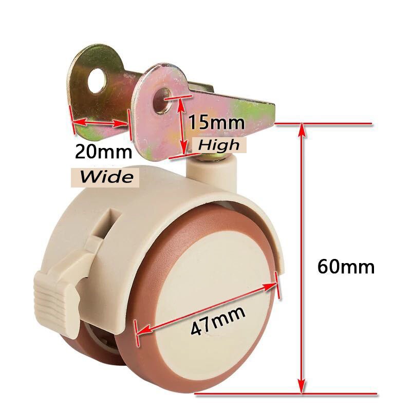 4 st spjälsäng hjul universal hjul spjälsäng stumma hjul tillbehör flip hjul 20mm splint hjul universal hjul