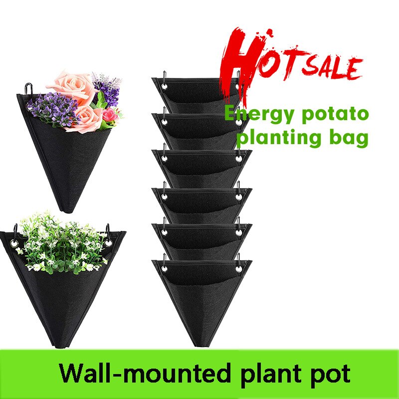 Wall-Mounted Succulent Plant Pot Triangle Hanging Bag Indoor And Outdoor Home Decoration Gardening Flower Container Planting Bag