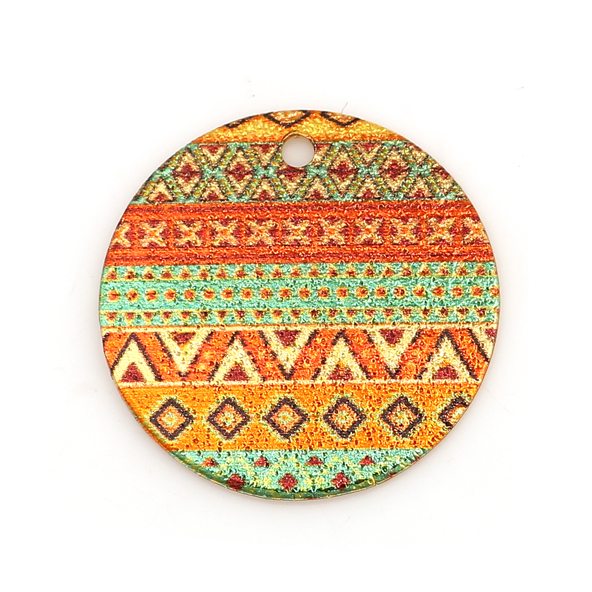 DoreenBeads Women Zinc Based Alloy Enamel Painting Charms Round Gold Color Multicolor Geometric 20mm( 6/8&quot;) Dia, 10 PCs: 18