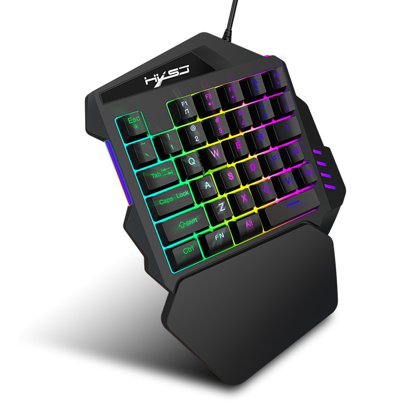 Teclado de una sola mano para videojuegos, juego de 35 teclas RGB retroiluminado, miniteclado portátil para PC, PS4, Xbox, Gamer para Win