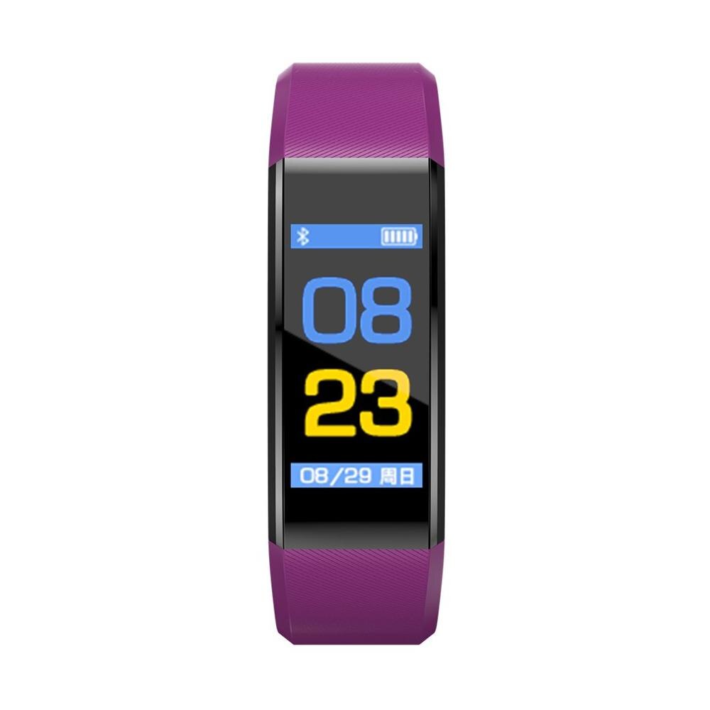115PLUS Smart Band Waterproof Sport Pedometer Heart Rate Blood Pressure Monitor Bluetooth Smart Bracelet For Android iOS: purple