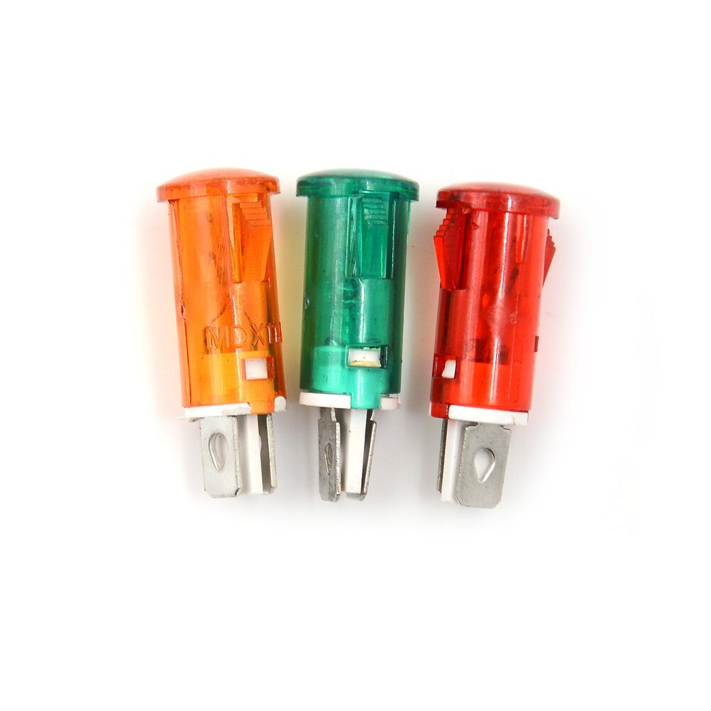 10 stk signalindikatorlampe panelmontering neonrød grønt gule lys 220v 110v 12v/24 vdc 10mm mdx -11a pilotstyring