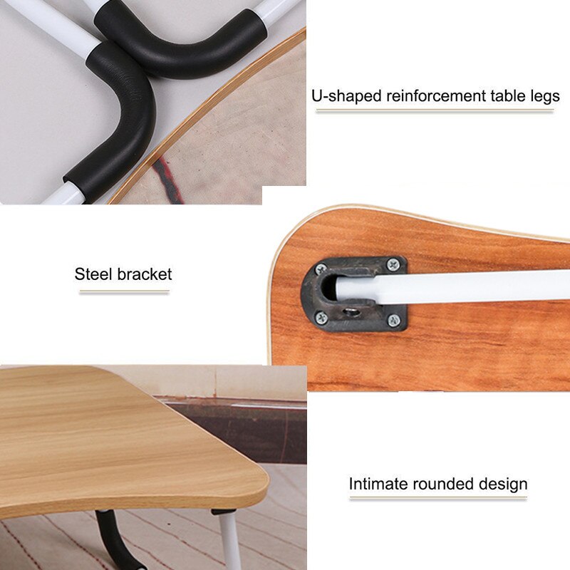 Adjustable Folding Laptop Stand Holder Study Table Desk Wooden Foldable Computer Desk for Bed Sofa Tea Serving Table Stand