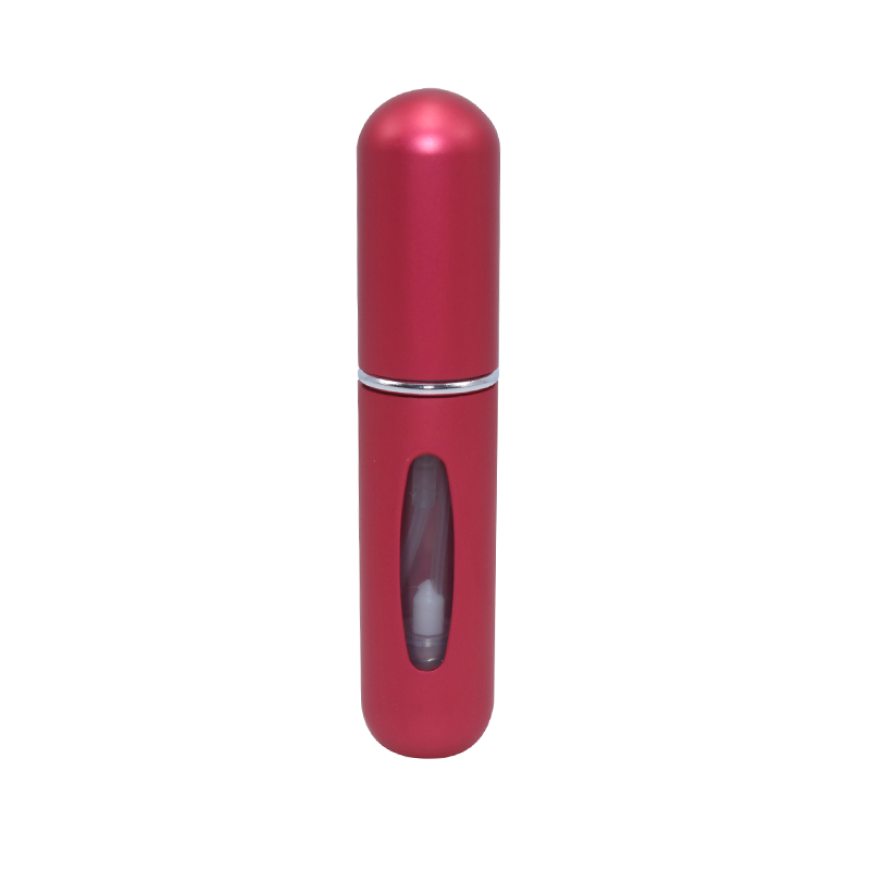Refillable Mini Perfume Spray Bottle Aluminum Spray Nebulizer Portable Travel Cosmetic Container 5ml Perfume Bottle: Red
