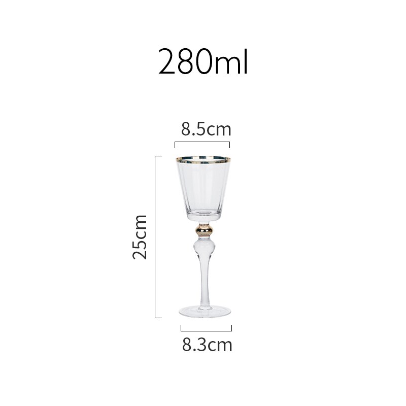 European Style Ripple Gold Red Wine Glass Goblet Champagne Cup Palace Restaurant Family Crystal Wine Drinkware: GOLD 280ml