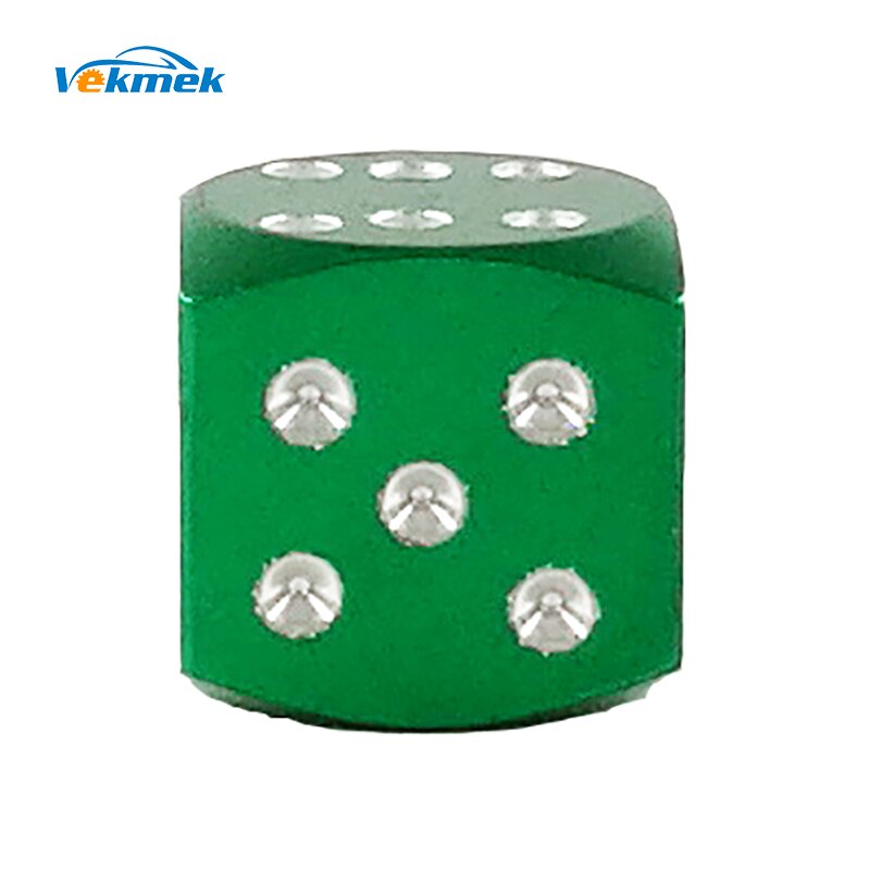 4pcs Dice Aluminum Tire Valve Caps for Auto Bike Motorcycle Boson Valve Stem Covers for US Valves Car Styling Parts Accessories: Green