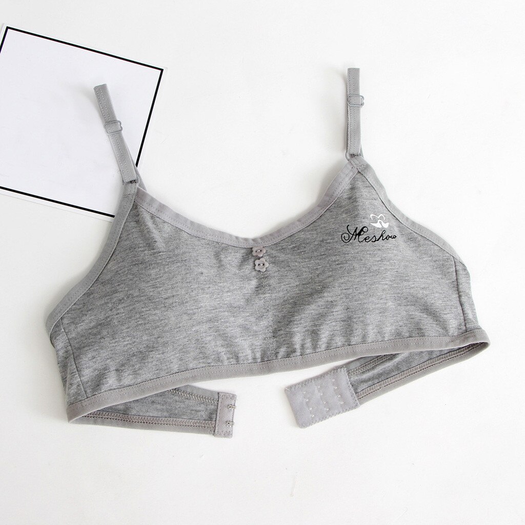 Bra for Kids Girls Cotton Training Bra Underwear Adjustable Bra Vest Children Underclothes Teenagers Girls Undies Clothes: Gray